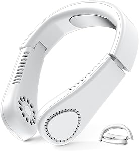 【圧倒的な〜最軽量 250g！1台で冷感×涼感！ペルチェ素子・１s瞬間冷却! 涼しく過ごす】 ネッククーラー 冷却プレート 首掛け扇風機 羽根なし ネックファン 折りたたみ 静音 大風量 3000mAhバッテリー USB充電式 暑さ対策 熱中症対策 「母の日 & 父の日」に合わせたギフト 男女併用 (ホワイト)