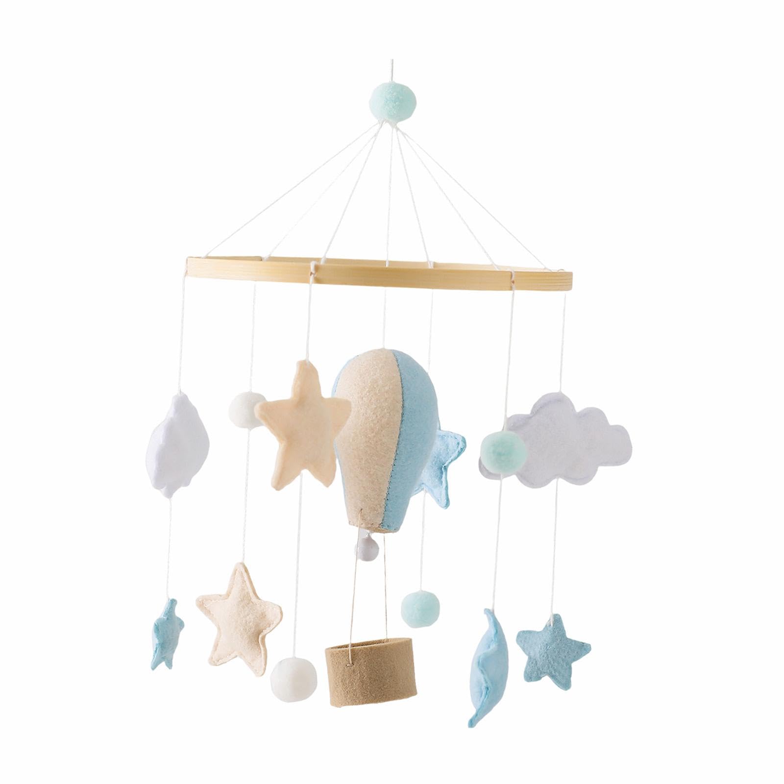 Mobile Aus Holz Fürs Babybett mit Filzkugeln, Und Hängedekoration, Geeignet für Neugeborene, Stil b
