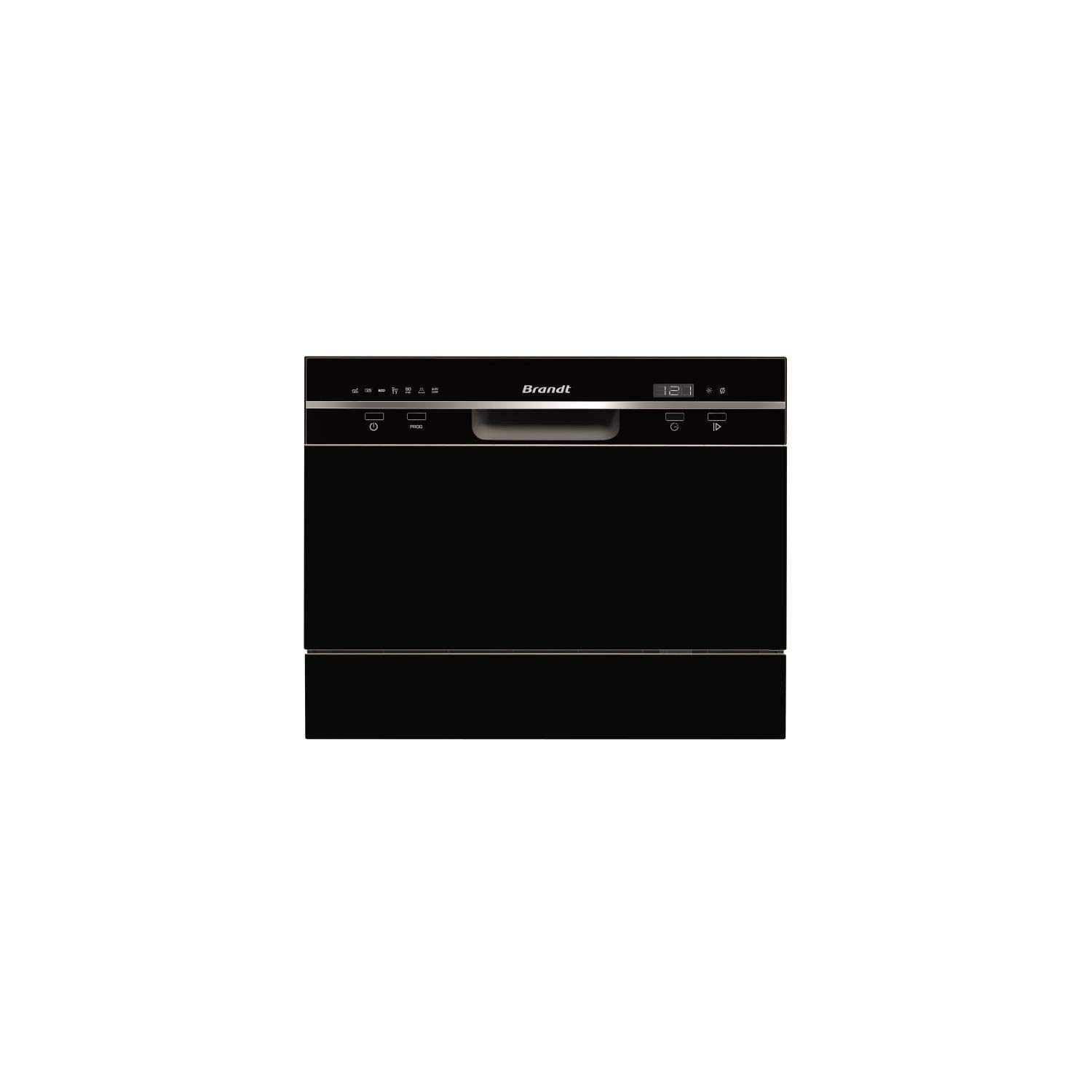 Lave Vaisselle BRANDT DFC6519B 6 couverts - Classe F - 49dB (Classe C) - 6,5L - Digits - DD 1 à 24H - 7 prog. - 1 panier - Aquasafe