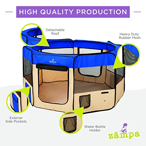 Zampa Dog Playpen Large 61x61x30 Pop Up Portable Playpen