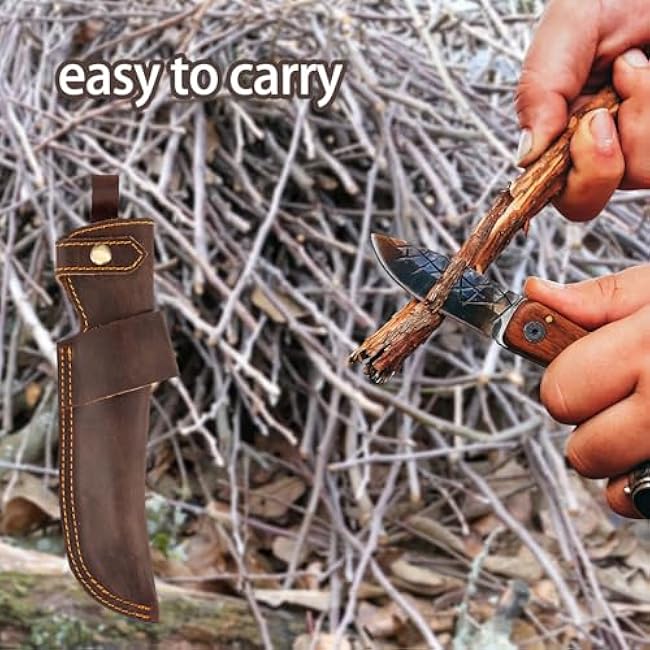 Knife Sheath,Leather Knife Sheath for Belt,Chef Knife Guard,Knife Holster for 5 inch Blade Knife,Knife Holder,Knife Cover Sleeve,EDC Belt Organizer,Sheath for Chef Meat Cleaver,Gifts for Men