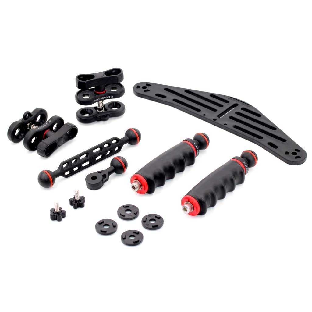 Pletina para Carcasas Submarinas con Doble Puño Bola 25 mm y Brazo Solo 18 cm y Terminación Ys Fotografía Submarina de Buceo FLEX-ARM ST20212