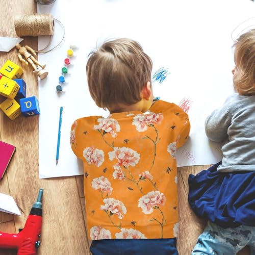 JUNZAN Chic Carnation Orange Little Boys Pullover Hoodie Fleece Sweatshirts for Boys Party 4T 6