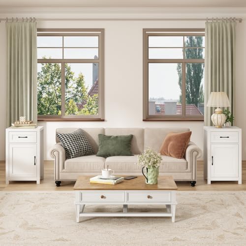 Carpetnalnightstandsetof2nightstandswithdrawerstoragebedsidetableendtablelargemodernwoodwidebedsidestandmidcenturynightstandsforbedroomlivingroomsofacouchofficewhite Urban Country Home Decor Carpetnal night stand set of 2 nightstands with drawer storage bed side table end table large modern wood wide bedside stand mid century night stands for bedroom living room sofa couch office white urban country home decor