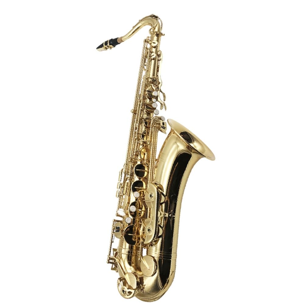 Saxofón tenor profesional B plano dorado lacado saxofón tenor instrumento musical de latón profesional con accesorios de estuche