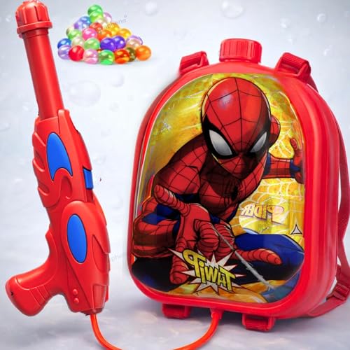 Image of GRAPHENE 3.1L Holi Pichkari Red Water Gun for Kids Back Holding Water Tank High Pressure Water Spray Pistol with 100 Balloons Summer Fun Toy Water Gun for Boys & Girls Summer Pool Party