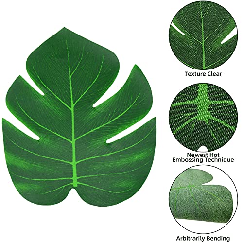 Leikedun Blätter, 12 Stück Palmenblätter, Monstera-Blätter, Pflanzen, für Hawaiische Dschungel Strand Thema Party Tischdekoration, Grün