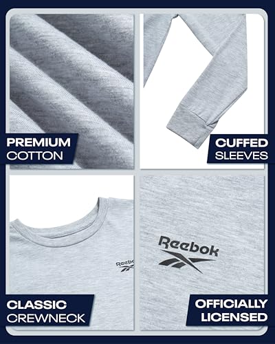 Reebok Boys' Long Sleeve Shirt - 2 Pack Basic Cotton Long Sleeve T-Shirt - Crewneck Tee for Boys (8-14)3