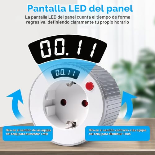 Miniatura 2 de Jadeshay Temporizador Enchufe,1 Minuto A 24 Horas Temporizador Cuenta Regresiva Rotación Del Giratorio De Engranajes Operación Digital Pantalla 3680w Para Electrodomésticos,Ahorrar Energía Y Dinero