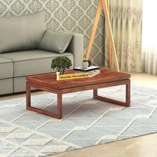 Image of MAMTA DECORATION Solid Sheesham Wood Coffee Table for Living Room | Wooden Center Table for Home, Hall, Office & Lounge | Modern Teapoy Table | Rectangular Coffee Table | Honey Finish
