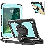 Weuiean for iPad Air 2 Case, 360 Degrees Rotate Hand Controlling Case with Built-in Stand Screen Protector, Full-Body Shock Proof Protective Case for iPad Air 2 A1566,A1567 - SkyBlue