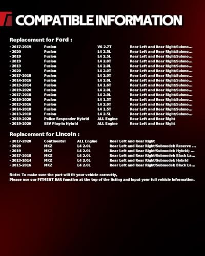 Image of Torchbeam Rear Brake Calipers Set for Ford 2013-2020 Fusion 2.5L, Ford 2014-2020 Fusion 1.5T, Ford 2013-2020 Fusion 2.0T, Rear Left and Rear Right Calipers Replace # 18B5477+18B5476