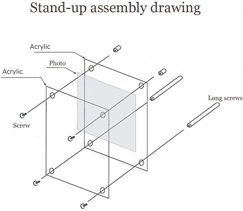 Acrylic Wall Mount & Desktop Photo Frame Brackets (6x8 inch, 3 pack)
