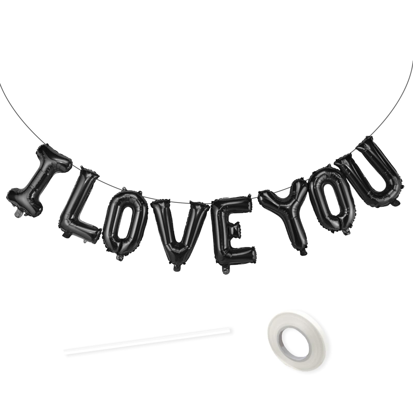 16 Inch I Love You Balloons Black, I Love You Banner Letters Foil Balloons for Valentine Decorations Him Her Home LOVE Wedding Anniversary Birthday