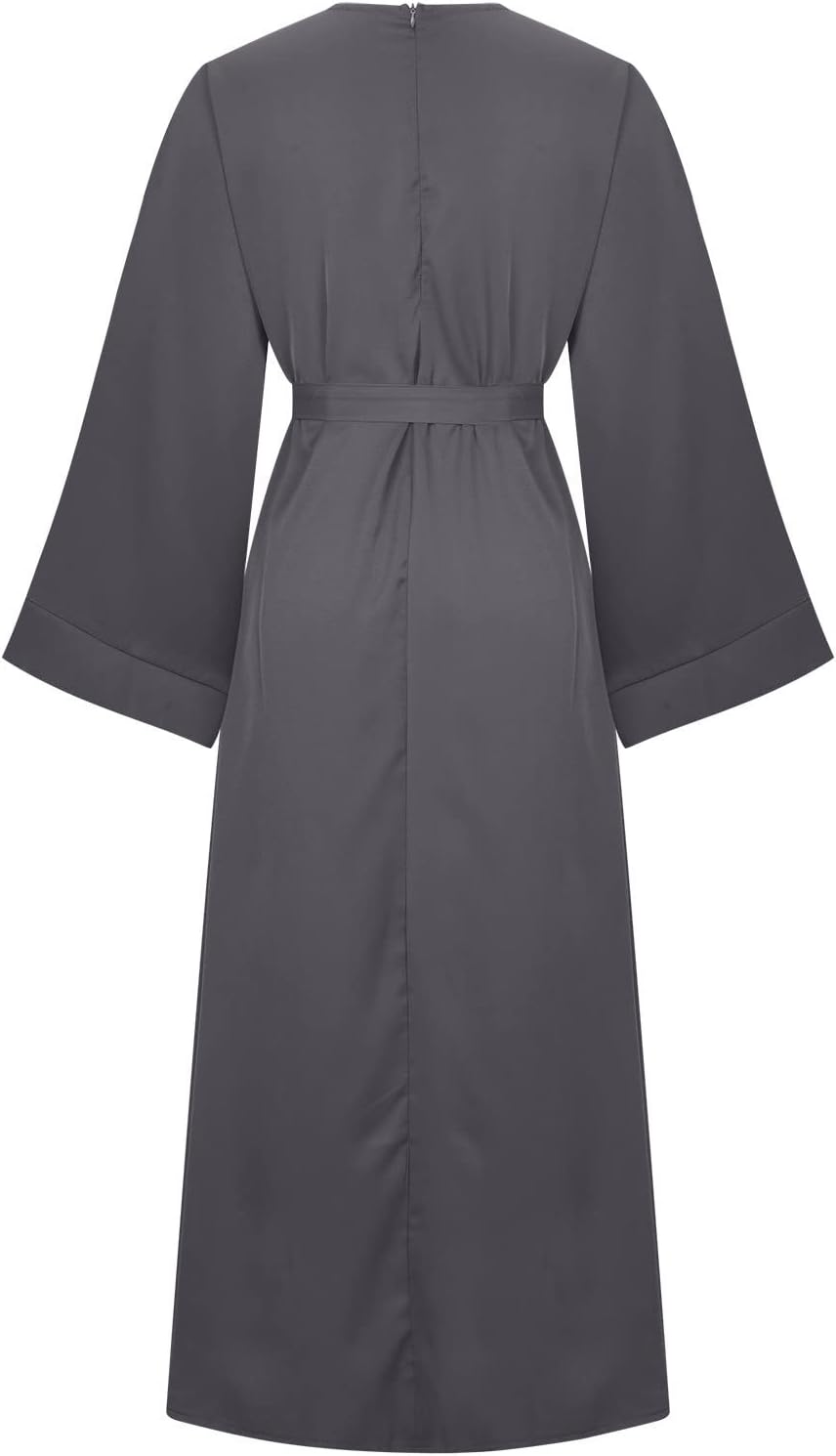 Muslim Dress Womens Islamic Maxi Dresses Casual Abaya Prayer Clothes Solid Long Sleeve Dubai Jilbab Middle East Robe