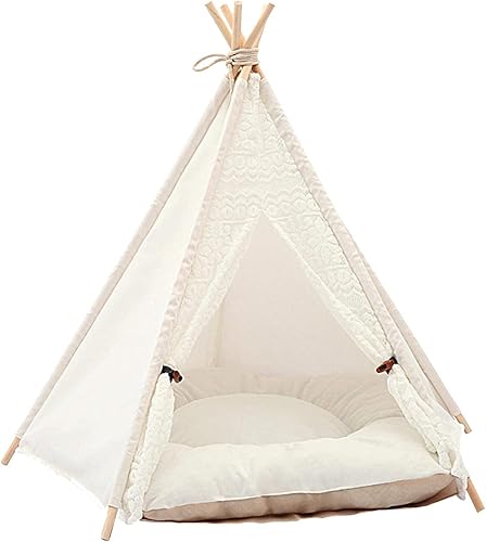 Miniatura 1 de WKshuFT Tipi para mascotas, cama grande con cojín grueso, 2327 pulgadas de alto, tienda de campaña portátil lavable para perros, cachorros, gatos y