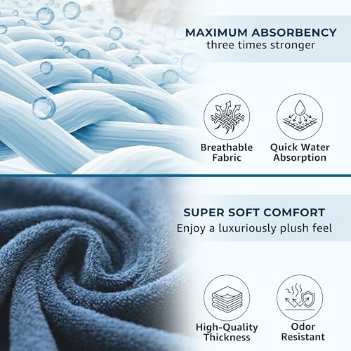 Image of Story@Home Towels for Bath Large Size | Microfiber Towels for Bath | Towel Set of 2 | 400 GSM | 70 x 140cm | Navy Blue & Peach| Bath Towels for Men, Women & Kids | Gym Towel | Perfect for Everyday Use