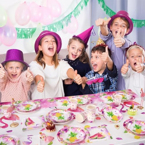 WERNNSAI Flamingo Tischdecke – 2 Stück Tischdecke Hawaii Partyzubehör Sommer Strand Aloha Luau Party Tischdekoration für Geburtstagspartyzubehör