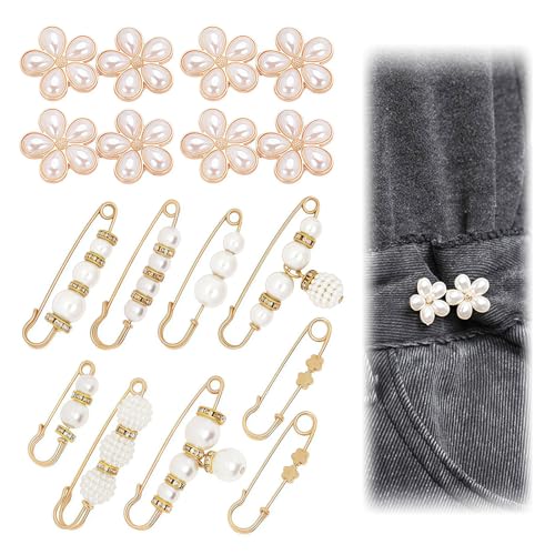 Xanthelle Clip de Réduction de Taille pour Pantalon, Lot de 13 Clips pour Réduire Le Tour de Taille & Ajuster la Ceinture, Nœuds de Taille Clip de Perles pour Pantalons & Jupes sans Couture