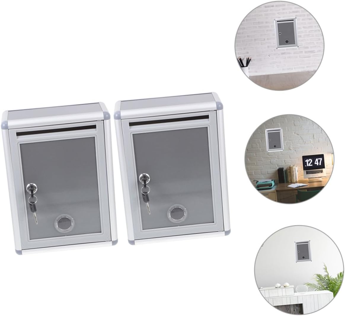 POPETPOP 2pcs Wall Mailbox for Home Lock Box Slot Metal Wall Mounted Mailbox Lock
