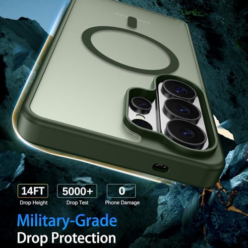 Coque Samsung S Ultra GUAGUA compatible MagSafe et protection militaire antichoc verte