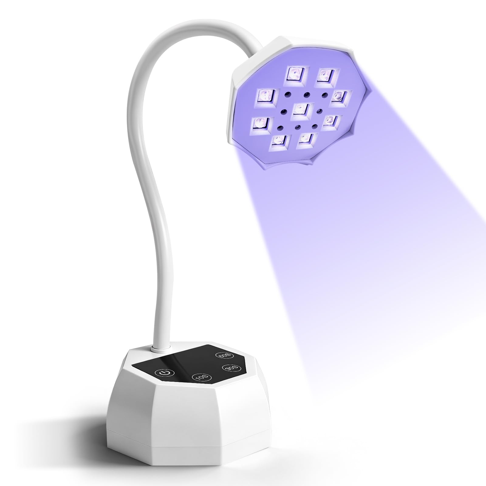 Lampada UV LED per Unghie Weiße Lotus - Sensore Intelligente 48W 365+395nm, Ricaricabile 1500mAh, Collo d'Oca Flessibile, Garanzia 365 Giorni