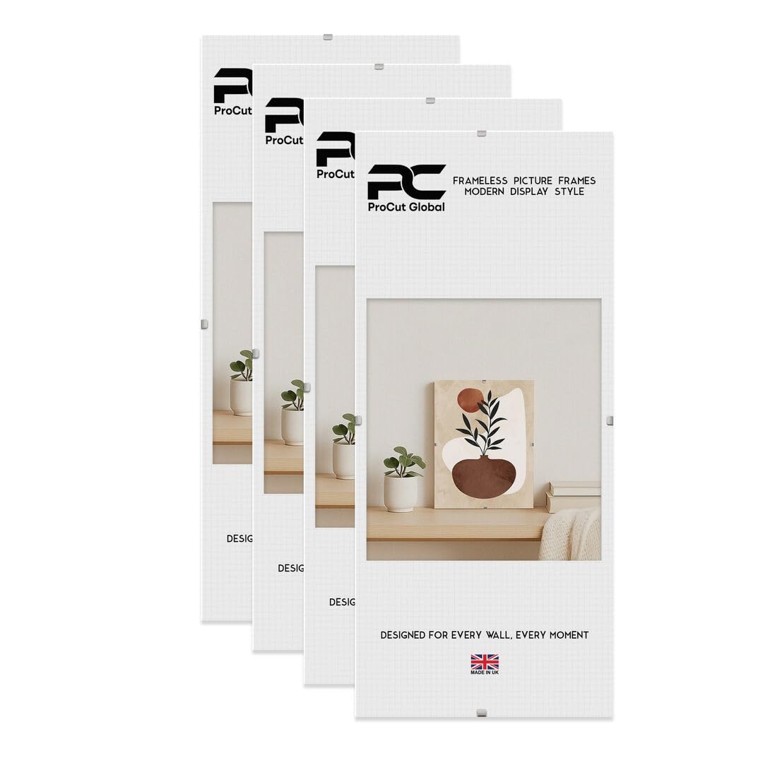 Procut Global 10x4" Frameless Clip Picture Frames For Photos - Pack of 4 — image 1