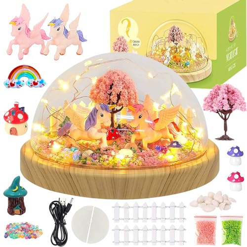 Gifts for Girls, Make Your Own Unicorn Night Light, Christmas Birthday Gifts Girls Toys for Kids Ages 5 6 7 8, Craft Kit Terrarium Nightlight Project, Stem Toys Arts & Crafts for Girls Age 5-8 9-12
