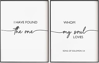 Set of 2 - "I Have Found The One Whom My Soul Loves", Master Bedroom Wall Decor, Song of Solomon 3:4, Christian Wall Decor, Bible Verse Wall Art,Lover Gift, Wedding Gift-8x10INCH