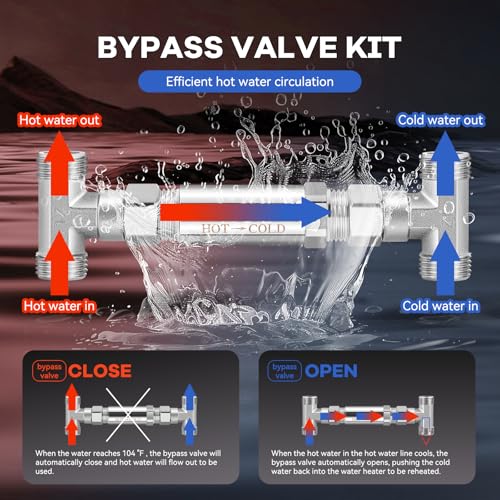 Crispaire Replacement 304 Stainless Steel Sensor Valve Kit for Instant Hot Water Recirculating Pump System, Includes Valve & 2 x 20-in PEX Supply Lines for Potable Water & Adaptors & Teflon Tape by Crispaire - Image 4