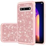 Yodueiv Handyhülle für LG V60/für LG V60 ThinQ 5G Hülle für Mädchen & Frauen, süßer Glitzer Bling Sparkle Defender Heavy Duty Cover Hüllen für LG V60 ThinQ 5G (Roségold)