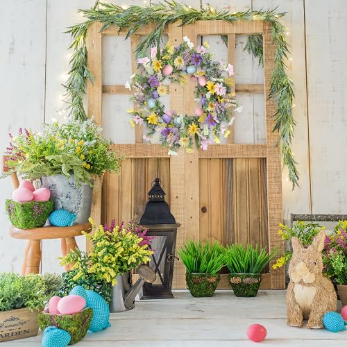 Sggvecsy-20-Inch-Easter-Wreath-with-Spring-Artificial-Flower-Colorful-Eggs-Daisies-Lavender-Eucalyptus-Leaves-for-Front-Door-Easter-Summer-Farmhouse-Holiday-Wall-Home-Window-Decor Sggvecsy 20 Inch Easter Wreath with Spring Artificial Flower Colorful Eggs Daisies Lavender Eucalyptus Leaves for Front Door Easter Summer Farmhouse Holiday Wall Home Window Decor