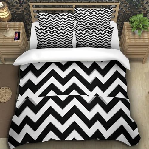 Parure de lit zigzag 3D imprimée en microfibre résistante - 5