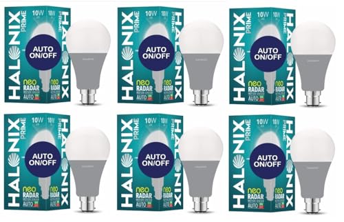 Halonix 10W Auto-on-Auto off Neo Radar Motion Sensor Led Bulb | Auto on-Auto off led bulb | Color- White | Base- B22 | Pack of 6 | (B0CVV73SZP) Amazon Price History, Amazon Price Tracker