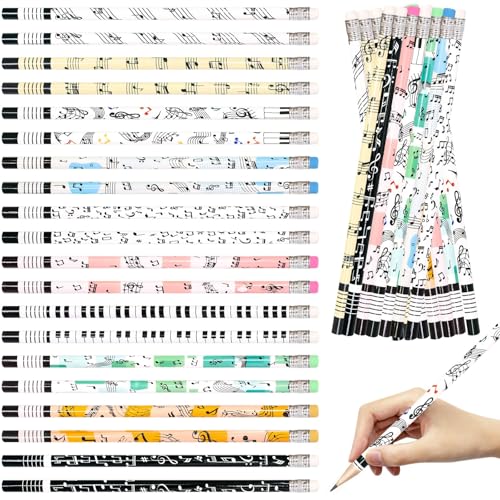 Fancy Land 50 lápices musicales con goma para niños miniatura 1
