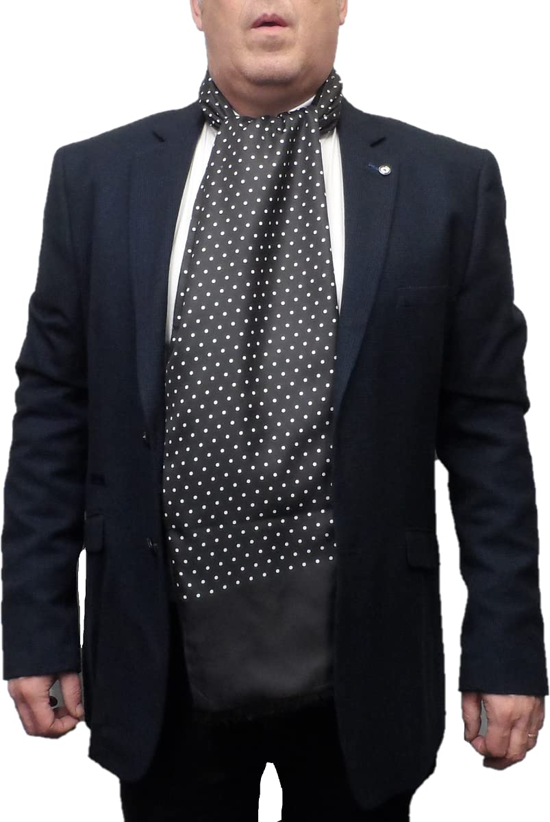 Mazeys Men's Black Retro Mod Polka Dot Scarf… (Black)
