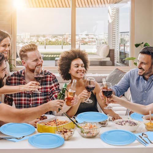 16 Stück Hellblau Pappteller,23CM Rund Teller Einwegteller Hellblau Einmalteller Einweg Geschirr,9inch Partyteller Einmalgeschirr Tisch Dekorationen Partygeschirr für Hochzeit Garten Geburtstag Party