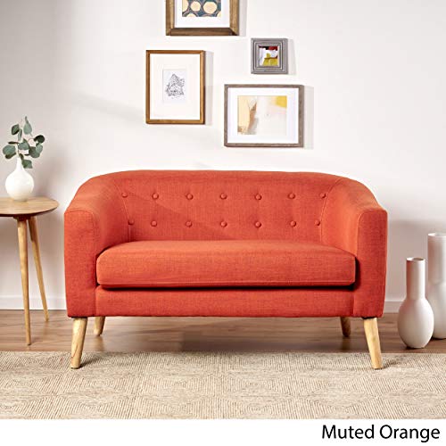 Christopher Knight Home Bridie Mid-Century Modern Loveseat, Muted Orange Fabric #TOP3