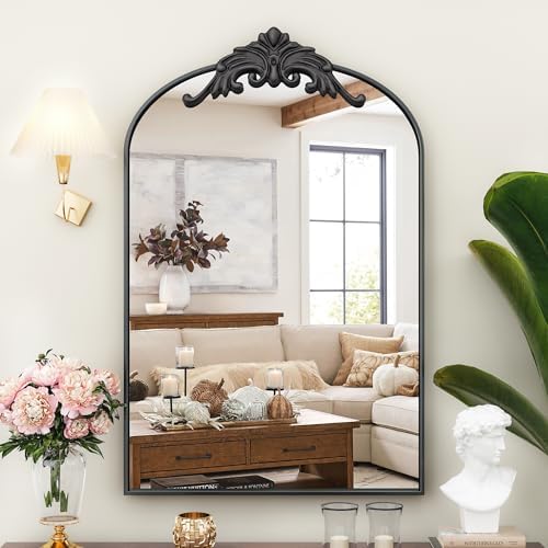 Amazon.com: Suidia Arched Wall Mirror, Vintage Carved Bathroom Mirror ...