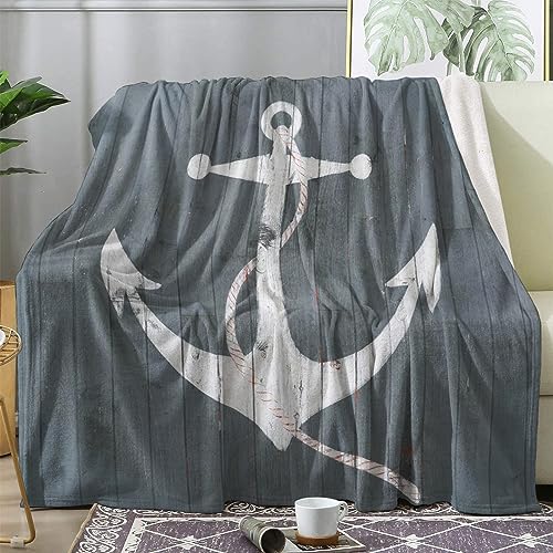 ZDABAOEC Kuscheldecke Flauschig Maritime Anker Decke, Fleecedecke 150x200, Sofadecke & Couchdecke, Weiche Kuschelige Wohndecke Blanket, XL Decken für Sofa Couch