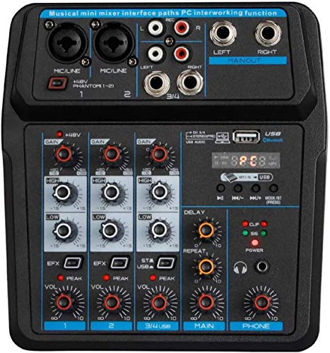 Depusheng U4 Consola de mezcla de sonido Bluetooth USB Grabación en computadora Reproducción de 48...