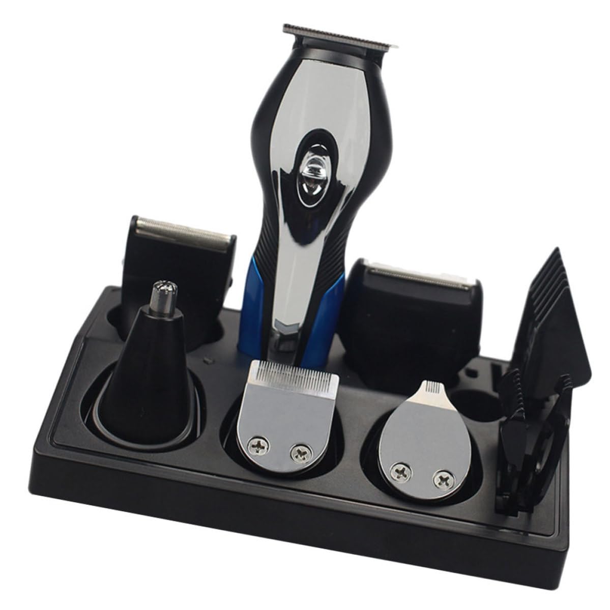 Set Tagliacapelli Uomo Multifunzione con Lame Precise e Ricaricabile Usb, Depilatore Viso Nero in Abs con Batteria Integrata e Funzione di Incisione Portatile