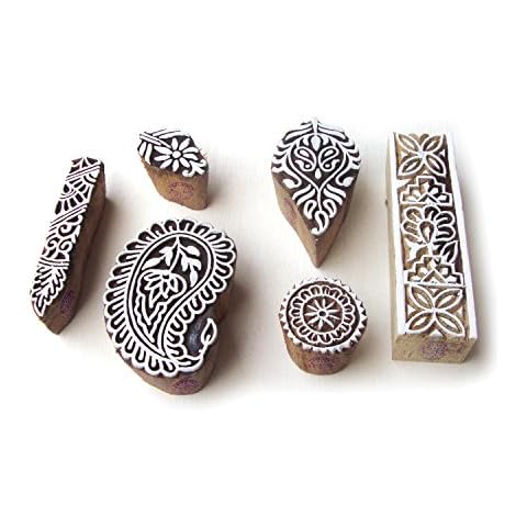 Royal Kraft Indian Paisley and Leaf Motif Wood Block Stamps (Set of 6) Cover