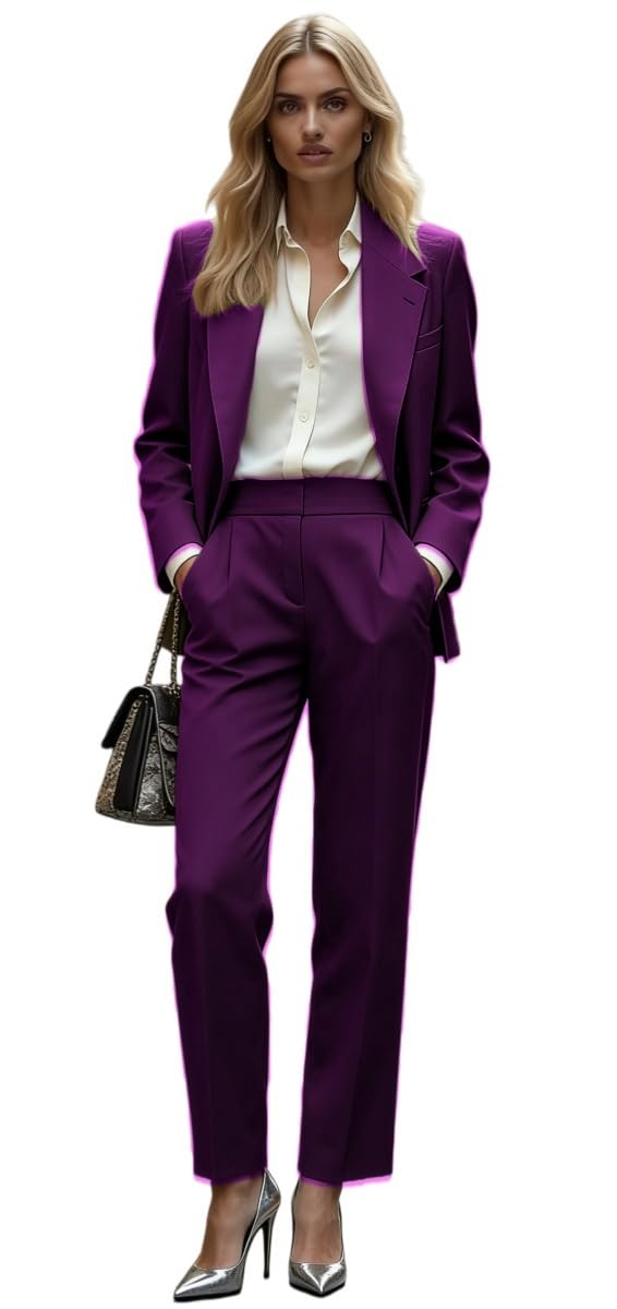 Slim Fit Women Suit 2 PC Prom Wedding Tuxedos Notch Lapel Business Suits for Work Professional