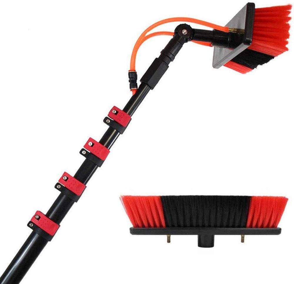 DSJ Solar Photovoltaic Panel Cleaning Tool, Telescopic Water-Bearing Rod, Cleaning Brush Equipment, 3.6-9M Telescopic Washing Brush/30FT/9M