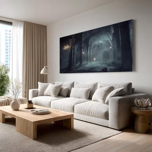 Grand tableau crâne horreur 50x100 cm : toile sans cadre impression haute définition