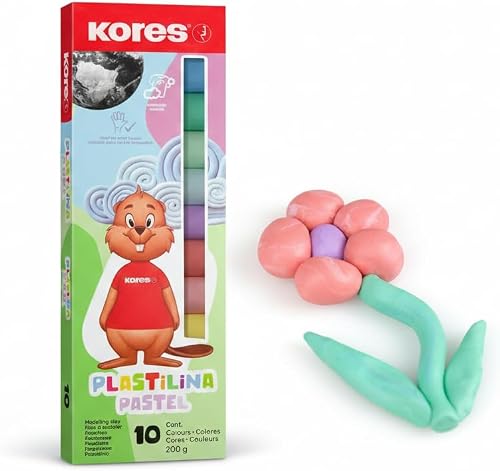 Kores Plasticine Modelling 10 Clay Pastel with Trayfor Kids