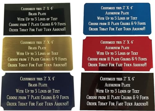 Custom Personalized Name Plates, Solid Brass Engraved Plaque, Aluminum Fantasy Sport Plates Engraved/Etched, Identification Tag with Adhesive, Holes for Mounting 2”x4”/2”x6”/3”x6”