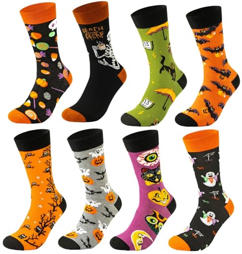 Calcetines de Halloween divertidos con estampado de murciélagos y telarañas unisex de algodón 5