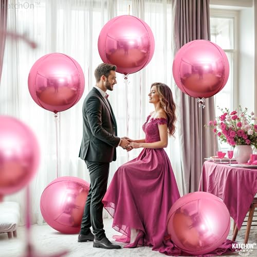 Image of KatchOn, Light Pink Balloons - 22 Inch, Pack 6 | Light Pink Foil Balloons for Pink Birthday Decorations | Metallic Balloon For Birthday, Gender Reveal, Baby Shower, Bachelorette Party